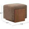 SAFAVIEH Couture – Norabeth Ottoman – Light Brown Chenille & Walnut Solid Wood – Fully Assembled – Ideal for Living Room, Bedroom, Entryway, 22″ W x 17.3″ D x 18″ H (SFV4885A)(Dark Brown/Walnut)