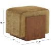 SAFAVIEH Couture – Norabeth Ottoman – Light Brown Chenille & Walnut Solid Wood – Fully Assembled – Ideal for Living Room, Bedroom, Entryway, 22″ W x 17.3″ D x 18″ H (SFV4885A)(Gold/Walnut)
