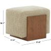 SAFAVIEH Couture – Norabeth Ottoman – Light Brown Chenille & Walnut Solid Wood – Fully Assembled – Ideal for Living Room, Bedroom, Entryway, 22″ W x 17.3″ D x 18″ H (SFV4885A)(Light Brown/Walnut)