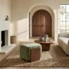 SAFAVIEH Couture – Norabeth Ottoman – Light Brown Chenille & Walnut Solid Wood – Fully Assembled – Ideal for Living Room, Bedroom, Entryway, 22″ W x 17.3″ D x 18″ H (SFV4885A)(Green/Walnut)