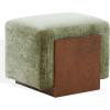 SAFAVIEH Couture – Norabeth Ottoman – Light Brown Chenille & Walnut Solid Wood – Fully Assembled – Ideal for Living Room, Bedroom, Entryway, 22″ W x 17.3″ D x 18″ H (SFV4885A)(Green/Walnut)