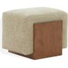 SAFAVIEH Couture – Norabeth Ottoman – Light Brown Chenille & Walnut Solid Wood – Fully Assembled – Ideal for Living Room, Bedroom, Entryway, 22″ W x 17.3″ D x 18″ H (SFV4885A)(Light Brown/Walnut)