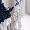 SAFAVIEH Home Arya Beige and Navy Fringe Throw Blanket, Beige/Navy, 50″ x 60″
