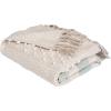SAFAVIEH Home Billi Whimsy Beige and Teal Fringe Throw Blanket, Beige/Teal, 50″ x 60″