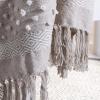 SAFAVIEH Home Billi Whimsy Beige and Teal Fringe Throw Blanket, Beige/Teal, 50″ x 60″