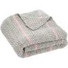 SAFAVIEH Home Collection Cassian Grey/Pink Stripe 50 x 60-inch Sofa Chaise Lounge Club Chair Living Room Bedroom Decorative Throw Blanket THR227A-5060