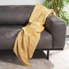 SAFAVIEH Home Collection Coraline Mustard Yellow/Beige Textured Cotton 50 x 60-inch Sofa Chaise Lounge Club Chair Living Room Bedroom Decorative Throw Blanket(Yellow / Beige)