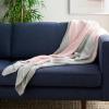 SAFAVIEH Home Collection Elowen Grey/Pink Cotton 50 x 60-inch Sofa Chaise Lounge Club Chair Living Room Bedroom Decorative Throw Blanket THR224A-5060
