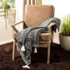 SAFAVIEH Home Pennie Black and Natural Knit Tassel Throw Blanket