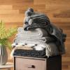 SAFAVIEH Pom Knit Throw Blanket, Dark Grey/Natural