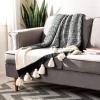 Safavieh Home Tensley Black and Natural Tassel Throw Blanket, 50″ x 60″
