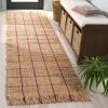 SAFAVIEH Area Rug 8×10 – Natural Fiber Collection – Large – Natural & Grey, Handmade Jute, Ideal for Living Room, Bedroom, Dining Space (NF602F)(Natural/Wine)