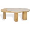 SAFAVIEH Couture – Feliciabeth Coffee Table – Natural Marble & Light Brown Solid Wood – Ideal for Living Room, Family Room, 47.3″ W x 27.4″ D x 16.8″ H (SFV5772A)(Natural/Light Brown)