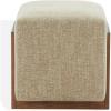 SAFAVIEH Couture – Norabeth Ottoman – Light Brown Chenille & Walnut Solid Wood – Fully Assembled – Ideal for Living Room, Bedroom, Entryway, 22″ W x 17.3″ D x 18″ H (SFV4885A)(Light Brown/Walnut)