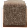 SAFAVIEH Couture – Norabeth Ottoman – Light Brown Chenille & Walnut Solid Wood – Fully Assembled – Ideal for Living Room, Bedroom, Entryway, 22″ W x 17.3″ D x 18″ H (SFV4885A)(Dark Brown/Walnut)