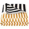 SAFAVIEH Home Collection Lupin Mustard/Beige/Black Cotton 50 x 60-inch Stripe Sofa Chaise Lounge Club Chair Living Room Bedroom Decorative Throw Blanket THR231A-5060