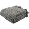 SAFAVIEH Pom Knit Throw Blanket, Dark Grey/Natural