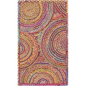 SAFAVIEH Area Rug 8×10 – Cape Cod Collection – Large – Blue & Natural, Handmade Jute & Cotton, Boho Braided Design, Ideal for Living Room, Bedroom, Office, Dining Space (CAP203M)(Red/Multi)
