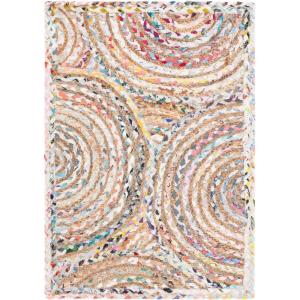 SAFAVIEH Area Rug 8×10 – Cape Cod Collection – Large – Blue & Natural, Handmade Jute & Cotton, Boho Braided Design, Ideal for Living Room, Bedroom, Office, Dining Space (CAP203M)(Beige/Multi)