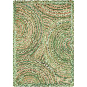 SAFAVIEH Area Rug 8×10 – Cape Cod Collection – Large – Blue & Natural, Handmade Jute & Cotton, Boho Braided Design, Ideal for Living Room, Bedroom, Office, Dining Space (CAP203M)(Green/Natural)