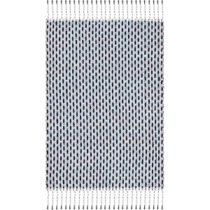 SAFAVIEH Area Rug 8×10 – Montauk Collection – Large – Beige & Black, Handmade Flat Weave Cotton, Ideal for Living Room, Bedroom, Office, Dining Space (MTK475B)(Blue/Black)