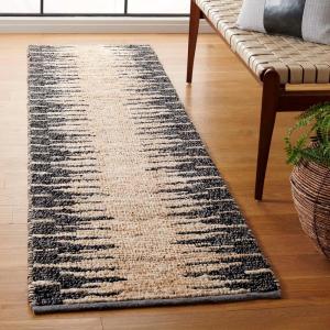 SAFAVIEH Area Rug 8×10 – Natural Fiber Collection – Large – Grey & Black, Handmade Wool & Jute, Farmhouse Style, Ideal for Living Room, Bedroom, Dining Space (NF953F)(Bleach/Black)