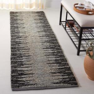 SAFAVIEH Area Rug 8×10 – Natural Fiber Collection – Large – Grey & Black, Handmade Wool & Jute, Farmhouse Style, Ideal for Living Room, Bedroom, Dining Space (NF953F)(Light Blue/Black)