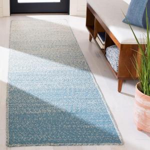 SAFAVIEH Area Rug 8×10 – Natural Fiber Collection – Large – Natural & Brown, Handmade Jute, Boho Ombre Design, Ideal for Living Room, Bedroom, Dining Space (NFB263T)(Natural/Light Blue)
