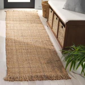 SAFAVIEH Area Rug 8×10 – Natural Fiber Collection – Large – Natural & Grey, Handmade Jute, Ideal for Living Room, Bedroom, Dining Space (NF602F)(Natural)