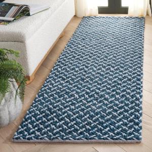 SAFAVIEH Area Rug 8×10 – Natural Fiber Couture Collection – Large – Beige & Grey, Handmade Jute, Ideal for Living Room, Bedroom, Dining Space (NFC104F)(Blue/Light Grey)