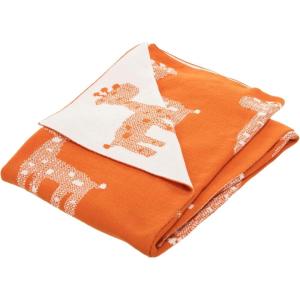 SAFAVIEH Baby Collection Titan Giraffe Orange and Natural 32″ x 40″ Cotton Throw Blanket