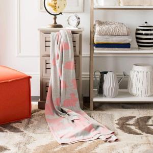 SAFAVIEH Bunny Hop Knit Throw Blanket, Blossom/Vanilla Grey