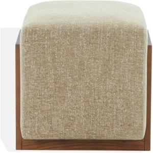 SAFAVIEH Couture – Norabeth Ottoman – Light Brown Chenille & Walnut Solid Wood – Fully Assembled – Ideal for Living Room, Bedroom, Entryway, 22″ W x 17.3″ D x 18″ H (SFV4885A)(Light Brown/Walnut)