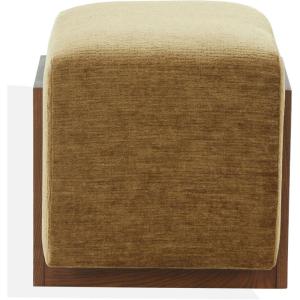 SAFAVIEH Couture – Norabeth Ottoman – Light Brown Chenille & Walnut Solid Wood – Fully Assembled – Ideal for Living Room, Bedroom, Entryway, 22″ W x 17.3″ D x 18″ H (SFV4885A)(Gold/Walnut)