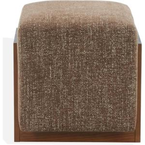 SAFAVIEH Couture – Norabeth Ottoman – Light Brown Chenille & Walnut Solid Wood – Fully Assembled – Ideal for Living Room, Bedroom, Entryway, 22″ W x 17.3″ D x 18″ H (SFV4885A)(Dark Brown/Walnut)