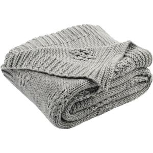SAFAVIEH Cozy Knit Throw Blanket, Medium Grey/Light Grey