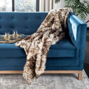 SAFAVIEH Faux Leopardis Throw Blanket, Brown/Black