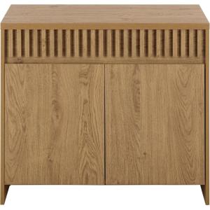 SAFAVIEH Furniture – Masa Media Stand for TVs up to 35″ – Oak 2-Door Modern Sideboard Storage Cabinet Console with Interior Shelf (MED3608A)(Oak)
