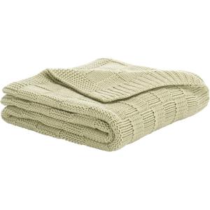SAFAVIEH Home Collection – Yvette Cotton Throw Blanket, 50″ x 60″, Beige Decorative Bed & Sofa Accent (THR410B-5060)(Green)