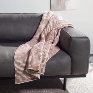 SAFAVIEH Home Collection Coraline Mustard Yellow/Beige Textured Cotton 50 x 60-inch Sofa Chaise Lounge Club Chair Living Room Bedroom Decorative Throw Blanket(Pink / Beige)