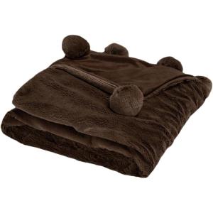 SAFAVIEH Home Collection Dalson Ivory Cotton 50 x 60-inch Pom Pom Sofa Chaise Lounge Club Chair Living Room Bedroom Decorative Throw Blanket(Brown)