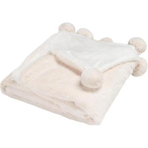 SAFAVIEH Home Collection Dalson Ivory Cotton 50 x 60-inch Pom Pom Sofa Chaise Lounge Club Chair Living Room Bedroom Decorative Throw Blanket(Ivory)