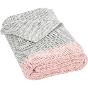 SAFAVIEH Home Collection Elowen Grey/Pink Cotton 50 x 60-inch Sofa Chaise Lounge Club Chair Living Room Bedroom Decorative Throw Blanket THR224A-5060