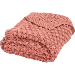 SAFAVIEH Home Collection Larza Pink 50 x 60-inch Knit Sofa Chaise Lounge Club Chair Living Room Bedroom Decorative Throw Blanket(Pink)