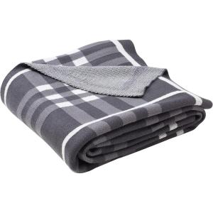 SAFAVIEH Unity Gingham Knit Throw Blanket, Dark Grey/Medium Grey/Ivory
