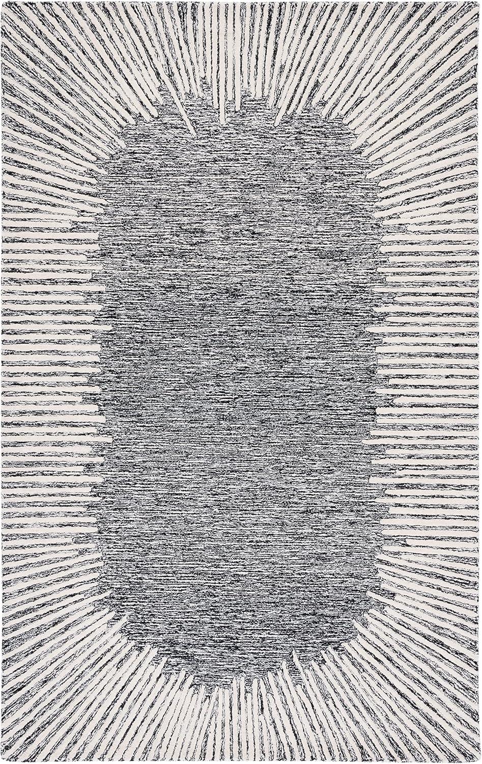image:imageSAFAVIEH Abstract Collection Area Rug 5 x 8 Black amp Ivory Handmade Wool Ideal for High Traffic Areas in Living Room Bedroom ABT478ZBlackIvory