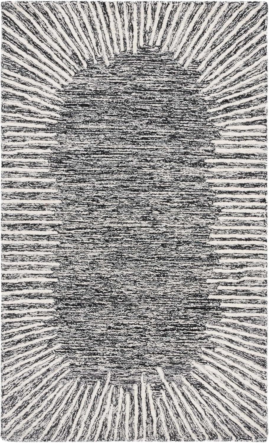 image:imageSAFAVIEH Abstract Collection Area Rug 5 x 8 Black amp Ivory Handmade Wool Ideal for High Traffic Areas in Living Room Bedroom ABT478ZBlackIvory