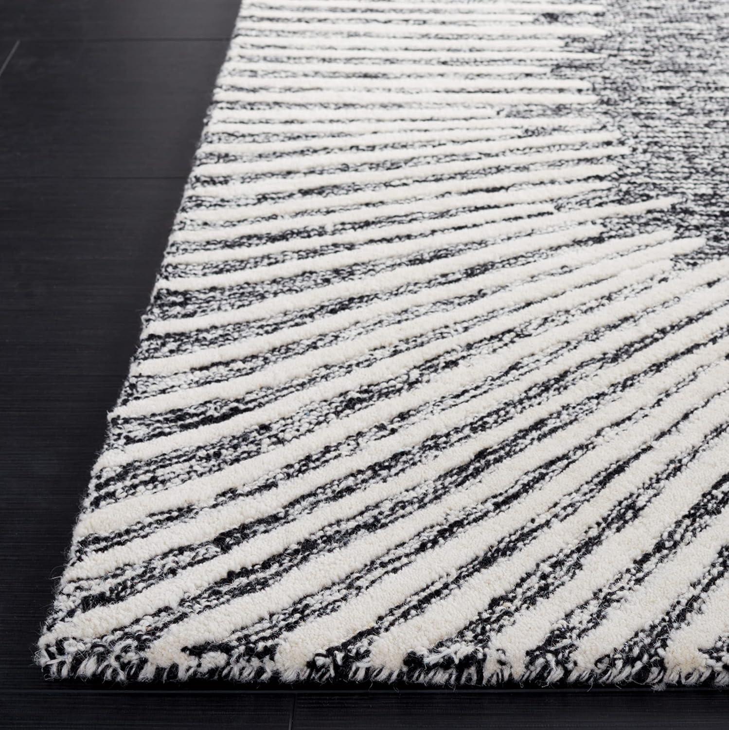 image:imageSAFAVIEH Abstract Collection Area Rug 5 x 8 Black amp Ivory Handmade Wool Ideal for High Traffic Areas in Living Room Bedroom ABT478ZBlackIvory