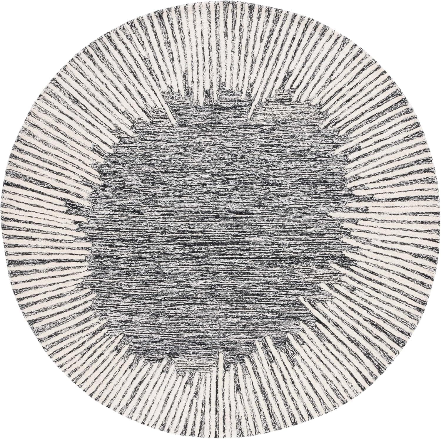 image:imageSAFAVIEH Abstract Collection Area Rug 5 x 8 Black amp Ivory Handmade Wool Ideal for High Traffic Areas in Living Room Bedroom ABT478ZBlackIvory