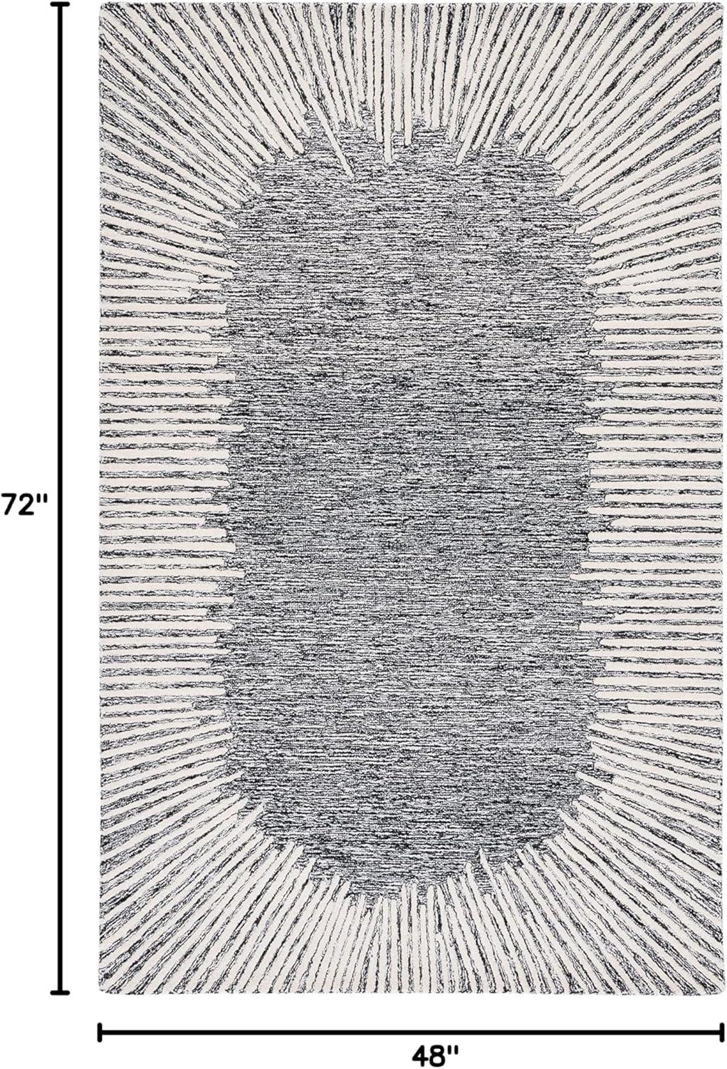 image:imageSAFAVIEH Abstract Collection Area Rug 5 x 8 Black amp Ivory Handmade Wool Ideal for High Traffic Areas in Living Room Bedroom ABT478ZBlackIvory